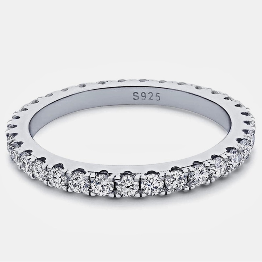 ❤️Bo.Dream Round Cubic Zirconia CZ Full Eternity Ring Sterling Silver❤️ NIB